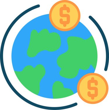 Küresel Finans Düz Vektör Simgesi Tasarımı