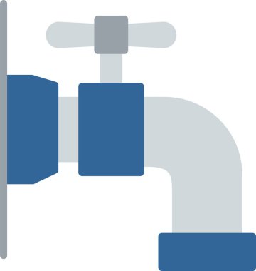Su Musluğu Düz Vektör Simgesi Tasarımı