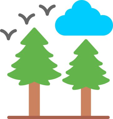 Orman Düz Vektör Simgesi Tasarımı