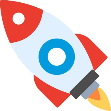 Roket Düz Vektör Simgesi Tasarımı