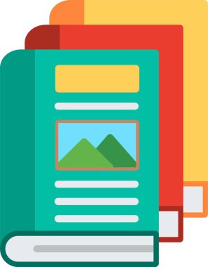 Kitaplar Düz Vektör Simgesi Tasarımı