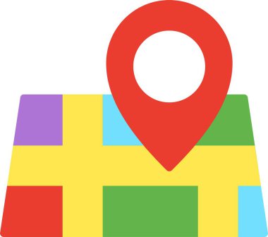 Harita Düz Vektör Simgesi Tasarımı