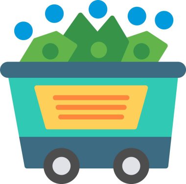 Kömür Madenciliği Düz Vektör Simgesi Tasarımı