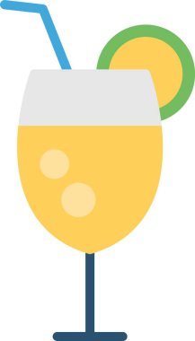 Kokteyl Düz Vektör Simgesi Tasarımı