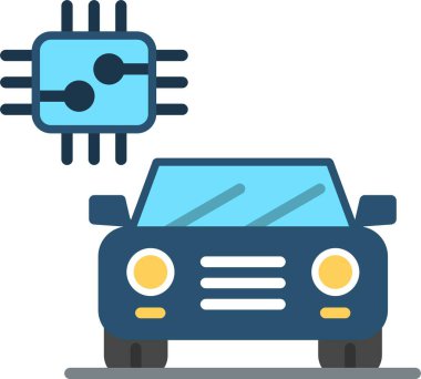 Akıllı Araba Düz Vektör Simgesi Tasarımı
