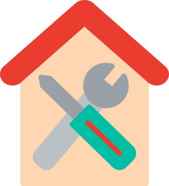 Ev Onarımı Düz Vektör Simgesi Tasarımı