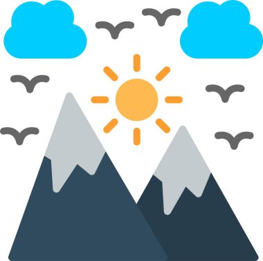 Sunset Düz Vektör Simgesi Tasarımı