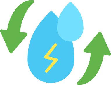 Hidroelektrik Güç Düz Vektör Simgesi Tasarımı