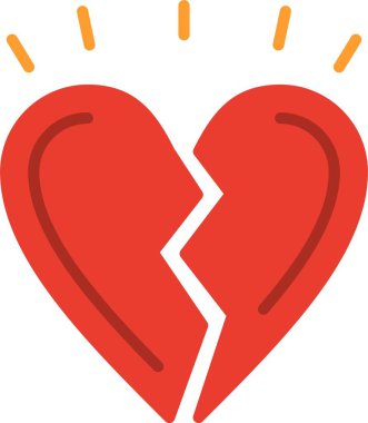 Yaralı Kalp Düz Vektör Simgesi Tasarımı