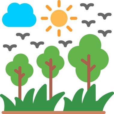 Orman Düz Vektör Simgesi Tasarımı