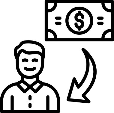 Para Aktarımı çizgi simgesi tasarımı