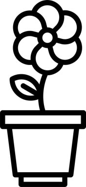 Çiçek Saksı Çizgisi Simgesi Tasarımı