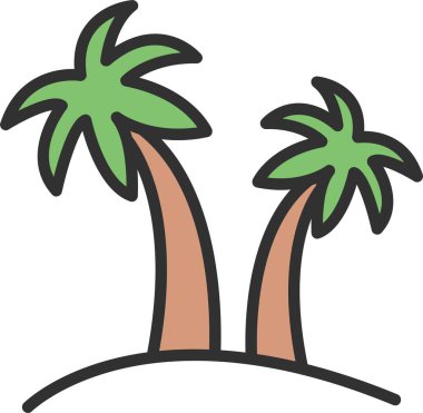 Palmiye Ağacı Satırı Simgeyle Dolu