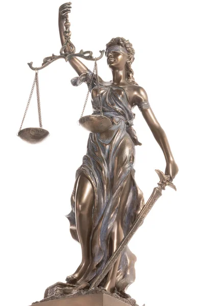 stock image Bronze statue of justice isolated on the white background. Legal law and justice concept.