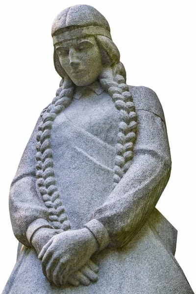 Латышская Женская Скульптура Камня Белом Фоне — стоковое фото