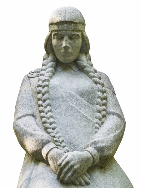 白い背景に石で作られたラトビアの女性の彫刻 — ストック写真