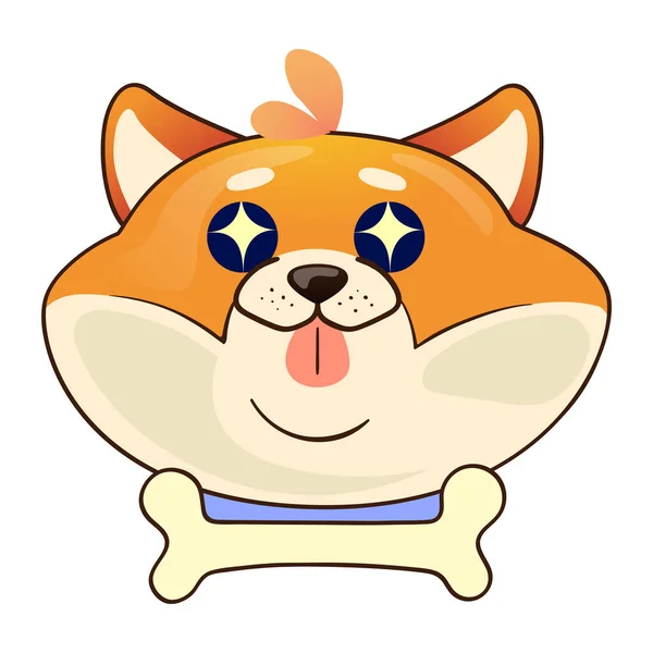 Lustiger Hund Mit Sternen Den Augen Niedliche Shiba Inu Emoji — Stockvektor