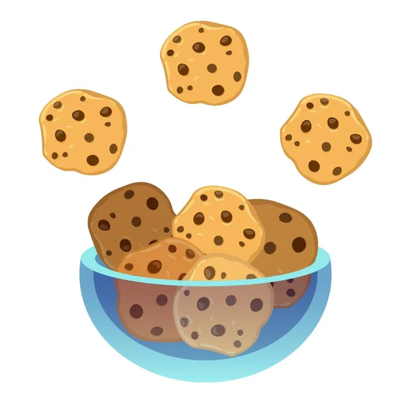 Πιάτο Μπισκότων Σοκολάτας Νόστιμα Μπισκότα Διαφανές Γυάλινο Πιάτο Εικονογράφηση Διανύσματος — Διανυσματικό Αρχείο