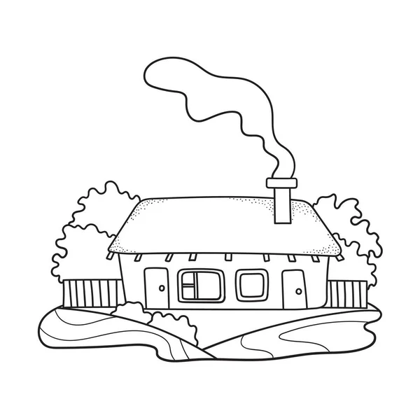 Jolie Maison Rurale Avec Cheminée Dans Paysage Forestier Bâtiment Style — Image vectorielle