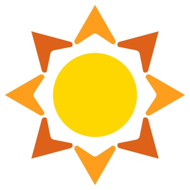 Güneş tasarım elementi. Düz stil simgesi. Resimler beyaz arkaplanda izole edildi.