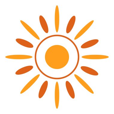 Güneş tasarım elementi. Düz stil simgesi. Resimler beyaz arkaplanda izole edildi.