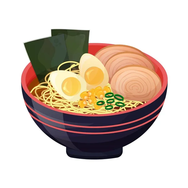 Ramen Mit Japanische Nudelgerichte Bunte Illustration Vektor Auf Weißem Hintergrund — Stockvektor