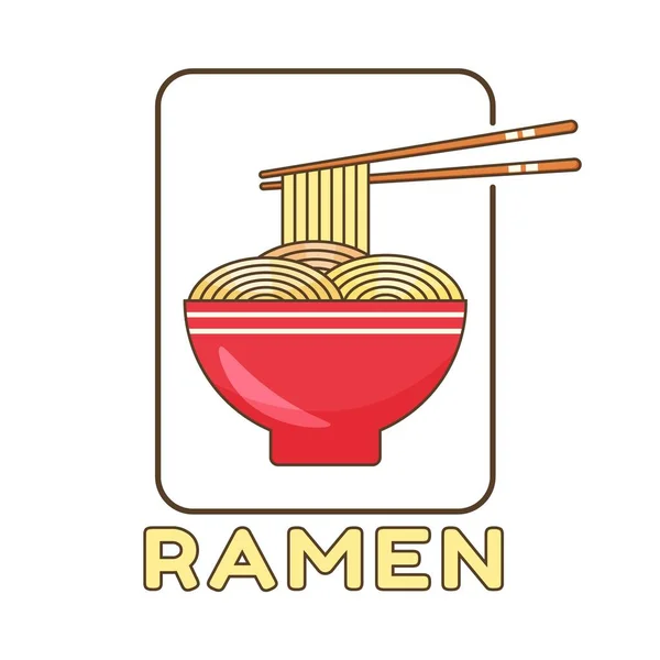 stock vector Ramen noodle Japanese food with chopsticks. Ramen noodle logo concept. Flat Cartoon Style. Asian food. Colorful vector illustration isolated on white background.