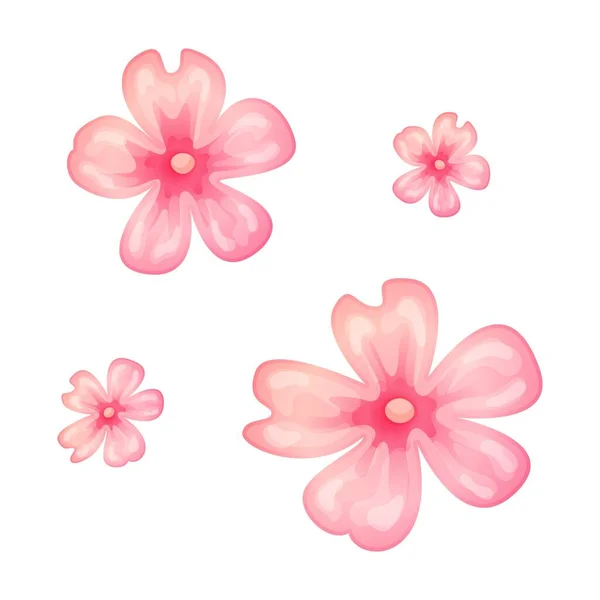 Vår Sakura Körsbär Blommande Blommor Bukett Tecknad Stil Vektor Illustration — Stock vektor