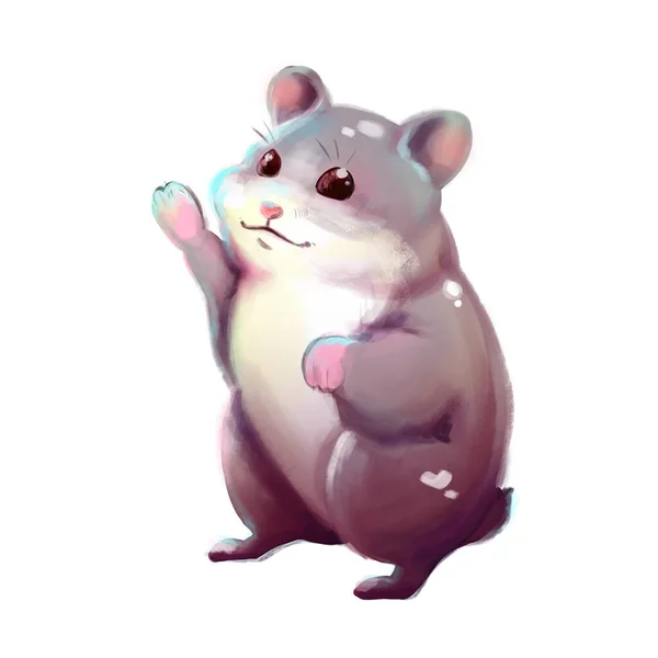 Χαριτωμένο Hamster Ψηφιακή Τέχνη Εικονογράφηση Απομονώνονται Λευκό Φόντο — Φωτογραφία Αρχείου
