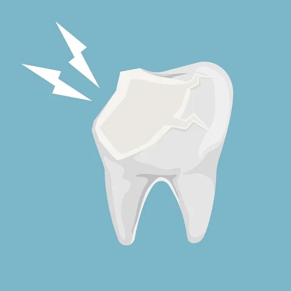 Zlomený Zub Prasklý Zub Plochém Stylu Zubní Zdravotní Stav Vektorová — Stockový vektor