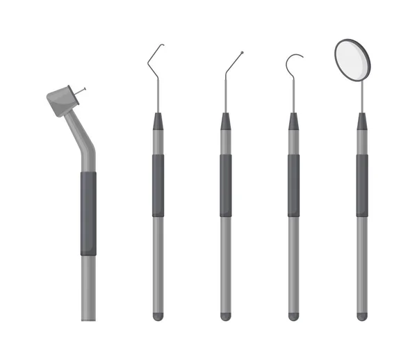 Set Dental Instrument Oral Hygiene Medical Dentistry Healthcare Vector Illustration — Stock Vector