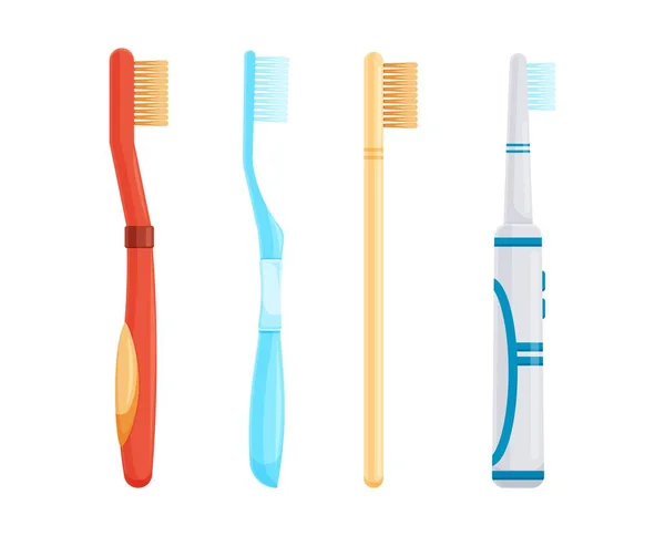 Tandenborstels Gezet Apparatuur Voor Orale Zorg Medische Tandheelkundige Gezondheidszorg Vector — Stockvector