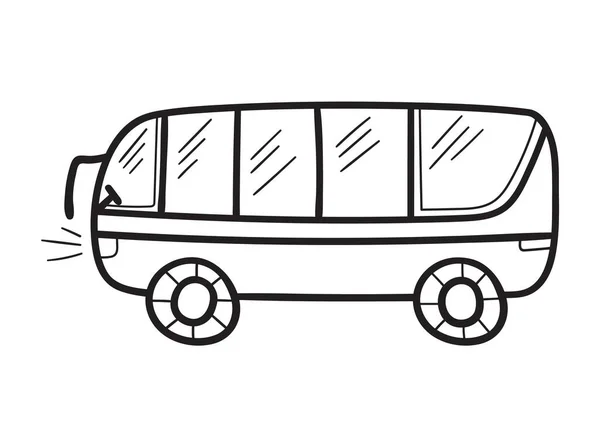 Автобус Каракулях Карикатурный Детский Стиль Ручная Рисованная Векторная Иллюстрация Белом — стоковый вектор