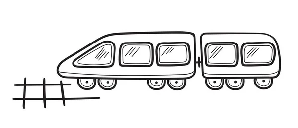 Treno Linee Schizzo Scarabocchiare Cartone Animato Stile Infantile Illustrazione Vettoriale — Vettoriale Stock