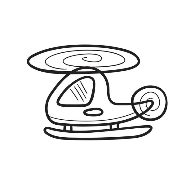 Hélicoptère Lignes Croquis Doodle Dessin Animé Style Enfantin Illustration Vectorielle — Image vectorielle