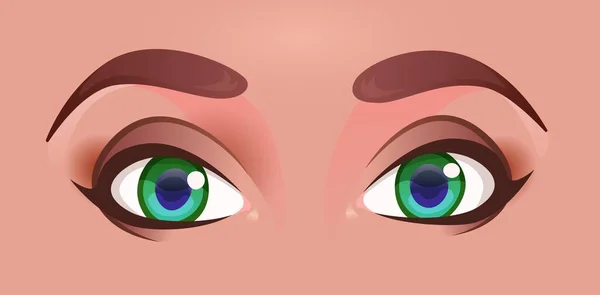 Indah Mata Wanita Besar Itu Warna Biru Gaya Kartun Ilustrasi - Stok Vektor