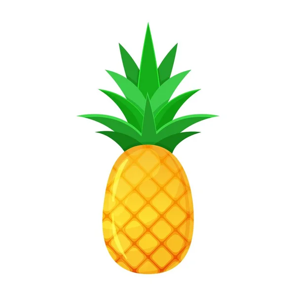 Ananas Fruit Tekenfilmstijl Zomervruchten Voor Een Gezonde Levensstijl Vector Illustratie — Stockvector