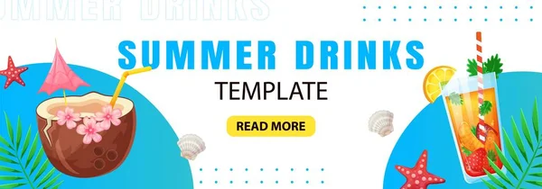 Kreativ Sommar Försäljning Banner Trendiga Färger Med Cocktails Sommardrycker Säsongsbefordran — Stock vektor