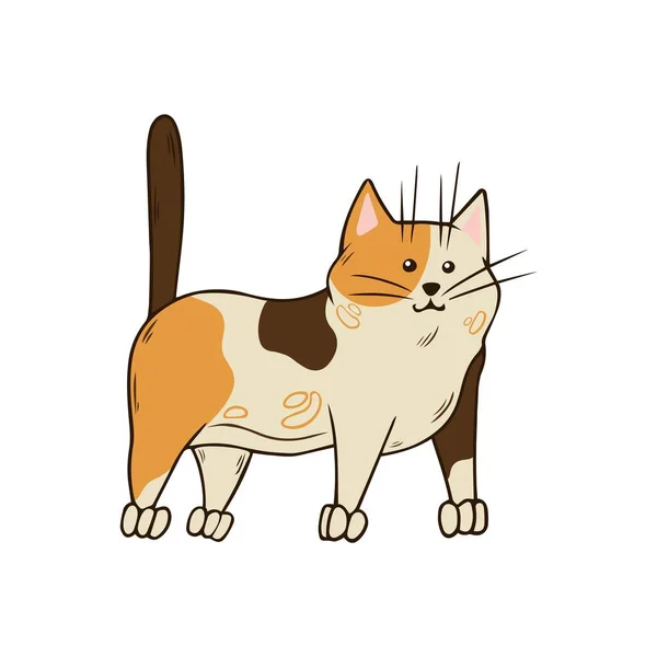Lindo Gato Gatito Estilo Dibujado Mano Ilustración Vectorial Aislada Sobre — Archivo Imágenes Vectoriales