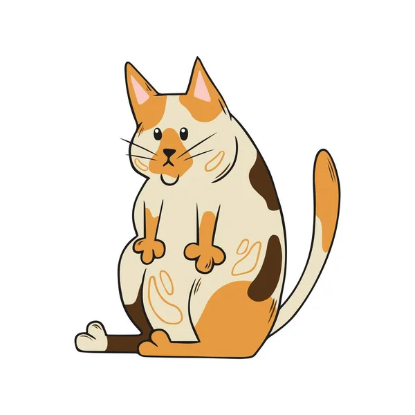 Duyarsızlık Içinde Sevimli Bir Kedi Elinde Çizilmiş Komik Bir Kedi — Stok Vektör