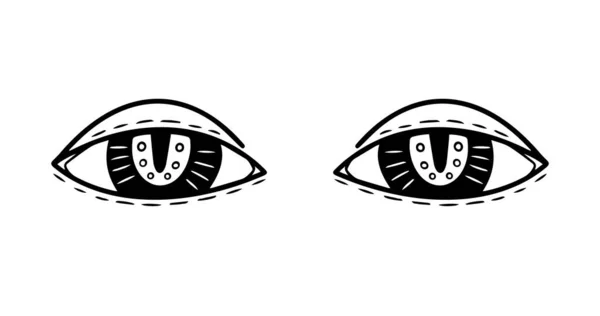 Містичні Очі Колекція Очей Doodle Рука Намальована Карикатурою Векторні Ілюстрації — стоковий вектор