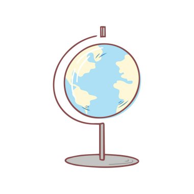 Globe Hand kırtasiye malzemeleri karaladı. Vektör tasarımı çizimi beyaz arkaplanda izole edildi.