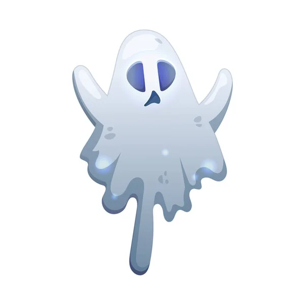 Lindo Fantasma Que Vuela Por Encima Del Suelo Para Halloween — Vector de stock