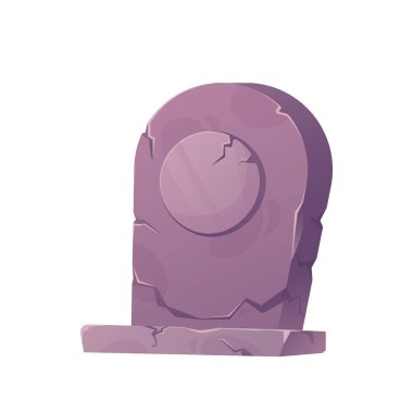 Mezar taşı taştan yapılır ve yaşlı görünür. Çizgi film tarzında bir mezar taşı. Vektör İllüstrasyonu beyaz arkaplanda izole edildi.