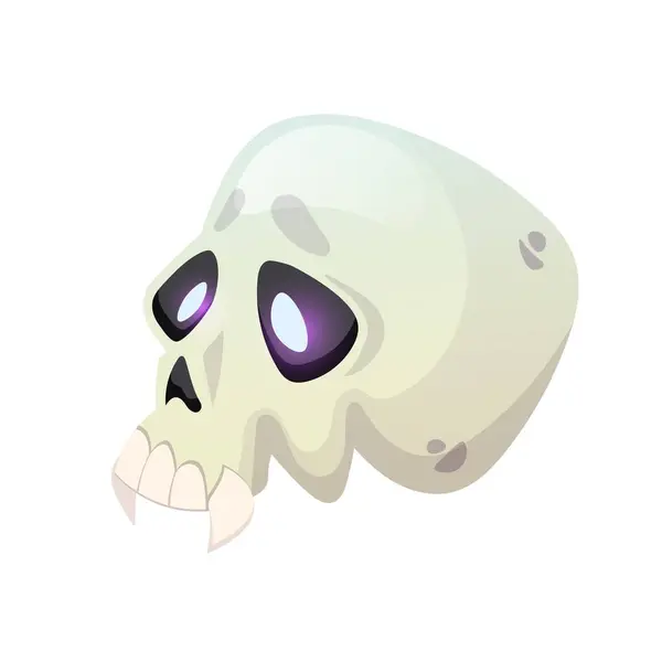 Strašidelná Lebka Halloween Dekorace Vektorové Kreslené Ilustrace Izolované Bílém Pozadí — Stockový vektor