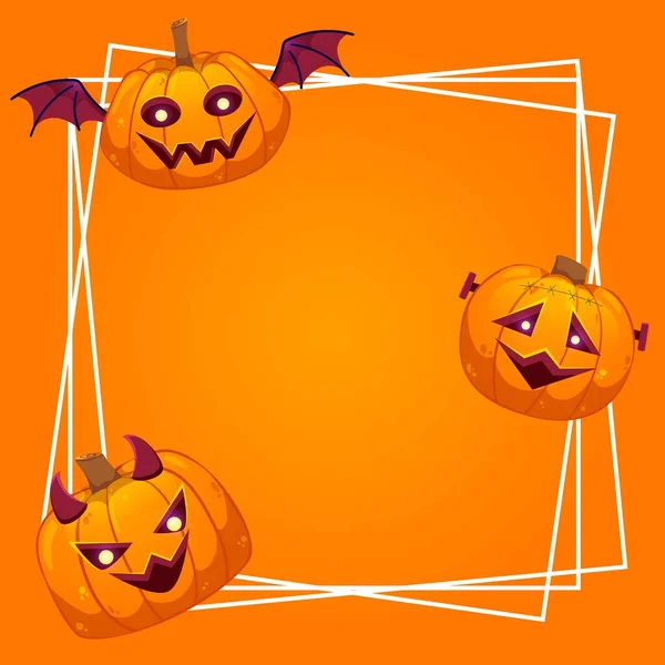 Boldog Halloween Keret Sablon Tök Elszigetelt Narancs Háttér Színes Vektor — Stock Vector