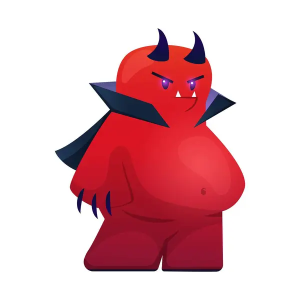 Carino Personaggio Del Diavolo Stile Cartone Animato Illustrazione Vettoriale Isolata — Vettoriale Stock