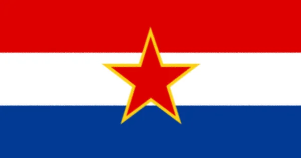 Kolory Flagi Widoczne Zdjęciu Gdzie Żołnierz Jugosławii Trzyma Chorwacki — Zdjęcie stockowe