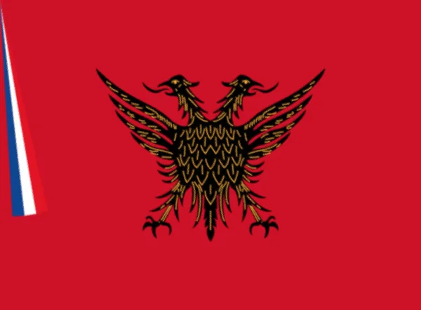 Σημαία Της Αυτόνομης Αλβανικής Δημοκρατίας Του Κορ — Φωτογραφία Αρχείου