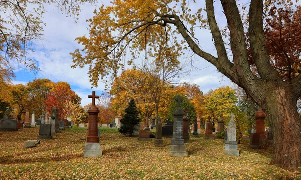 Montreal Canada 2022 Monumentos Cementerio Notre Dame Des Neiges Durante — Foto de Stock